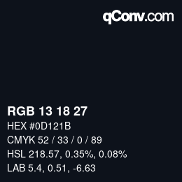 Color code: RGB 13 18 27 | qconv.com