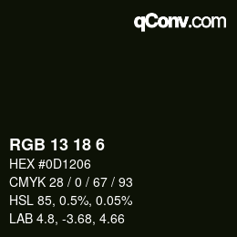 カラーコード: RGB 13 18 6 | qconv.com
