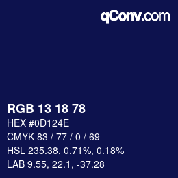 Color code: RGB 13 18 78 | qconv.com