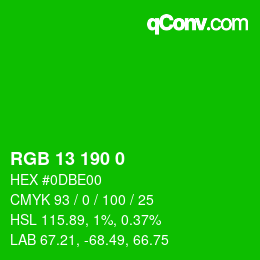 Color code: RGB 13 190 0 | qconv.com
