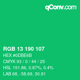 Color code: RGB 13 190 107 | qconv.com
