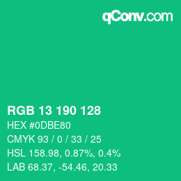 カラーコード: RGB 13 190 128 | qconv.com