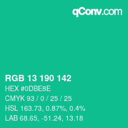 Color code: RGB 13 190 142 | qconv.com