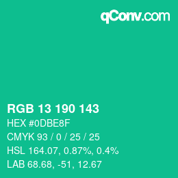 Color code: RGB 13 190 143 | qconv.com
