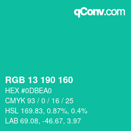 Color code: RGB 13 190 160 | qconv.com