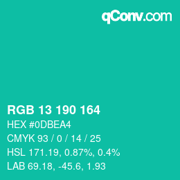 Color code: RGB 13 190 164 | qconv.com