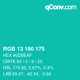 Color code: RGB 13 190 175 | qconv.com