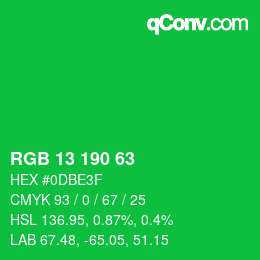 Color code: RGB 13 190 63 | qconv.com