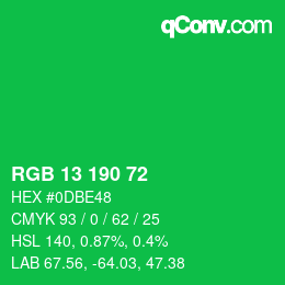 カラーコード: RGB 13 190 72 | qconv.com