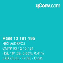Color code: RGB 13 191 195 | qconv.com
