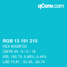 Color code: RGB 13 191 210 | qconv.com