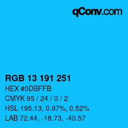 Color code: RGB 13 191 251 | qconv.com