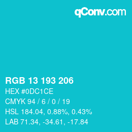 Color code: RGB 13 193 206 | qconv.com