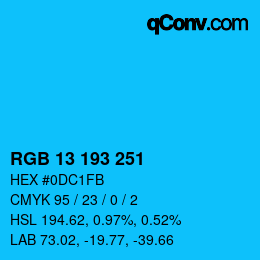 カラーコード: RGB 13 193 251 | qconv.com