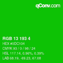 Color code: RGB 13 193 4 | qconv.com