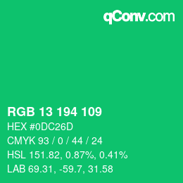Color code: RGB 13 194 109 | qconv.com