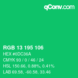 Color code: RGB 13 195 106 | qconv.com