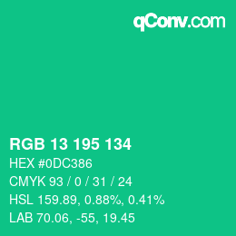 Color code: RGB 13 195 134 | qconv.com