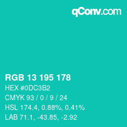 Color code: RGB 13 195 178 | qconv.com