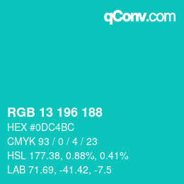 Color code: RGB 13 196 188 | qconv.com