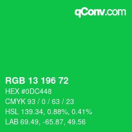 Color code: RGB 13 196 72 | qconv.com