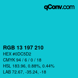 Color code: RGB 13 197 210 | qconv.com