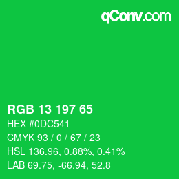 カラーコード: RGB 13 197 65 | qconv.com