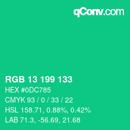 Color code: RGB 13 199 133 | qconv.com