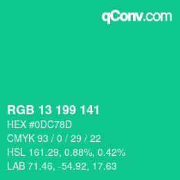 Color code: RGB 13 199 141 | qconv.com
