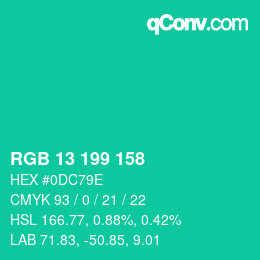 Color code: RGB 13 199 158 | qconv.com