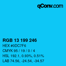 カラーコード: RGB 13 199 246 | qconv.com