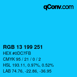カラーコード: RGB 13 199 251 | qconv.com