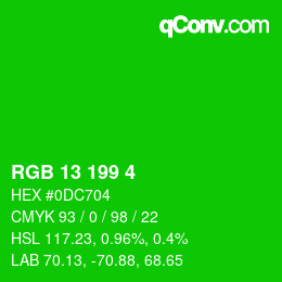 Color code: RGB 13 199 4 | qconv.com