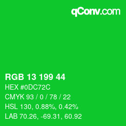 カラーコード: RGB 13 199 44 | qconv.com
