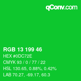 Color code: RGB 13 199 46 | qconv.com