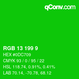 Color code: RGB 13 199 9 | qconv.com