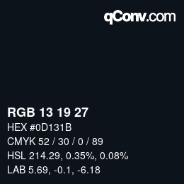 Color code: RGB 13 19 27 | qconv.com