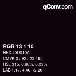 Color code: RGB 13 1 10 | qconv.com