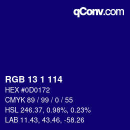 Color code: RGB 13 1 114 | qconv.com