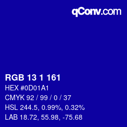 Color code: RGB 13 1 161 | qconv.com