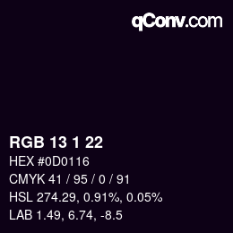 Color code: RGB 13 1 22 | qconv.com