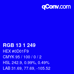 Color code: RGB 13 1 249 | qconv.com