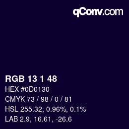 Color code: RGB 13 1 48 | qconv.com