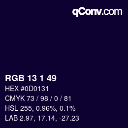 Color code: RGB 13 1 49 | qconv.com