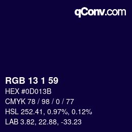 Color code: RGB 13 1 59 | qconv.com