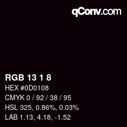 Farbcode: RGB 13 1 8 | qconv.com