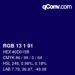 Color code: RGB 13 1 91 | qconv.com
