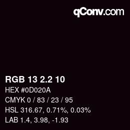 カラーコード: RGB 13 2.2 10 | qconv.com