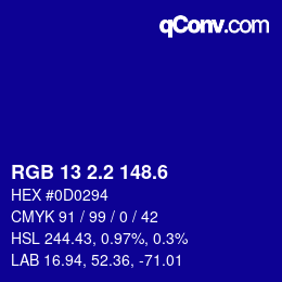 カラーコード: RGB 13 2.2 148.6 | qconv.com