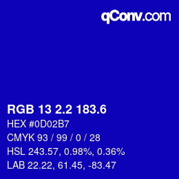 カラーコード: RGB 13 2.2 183.6 | qconv.com